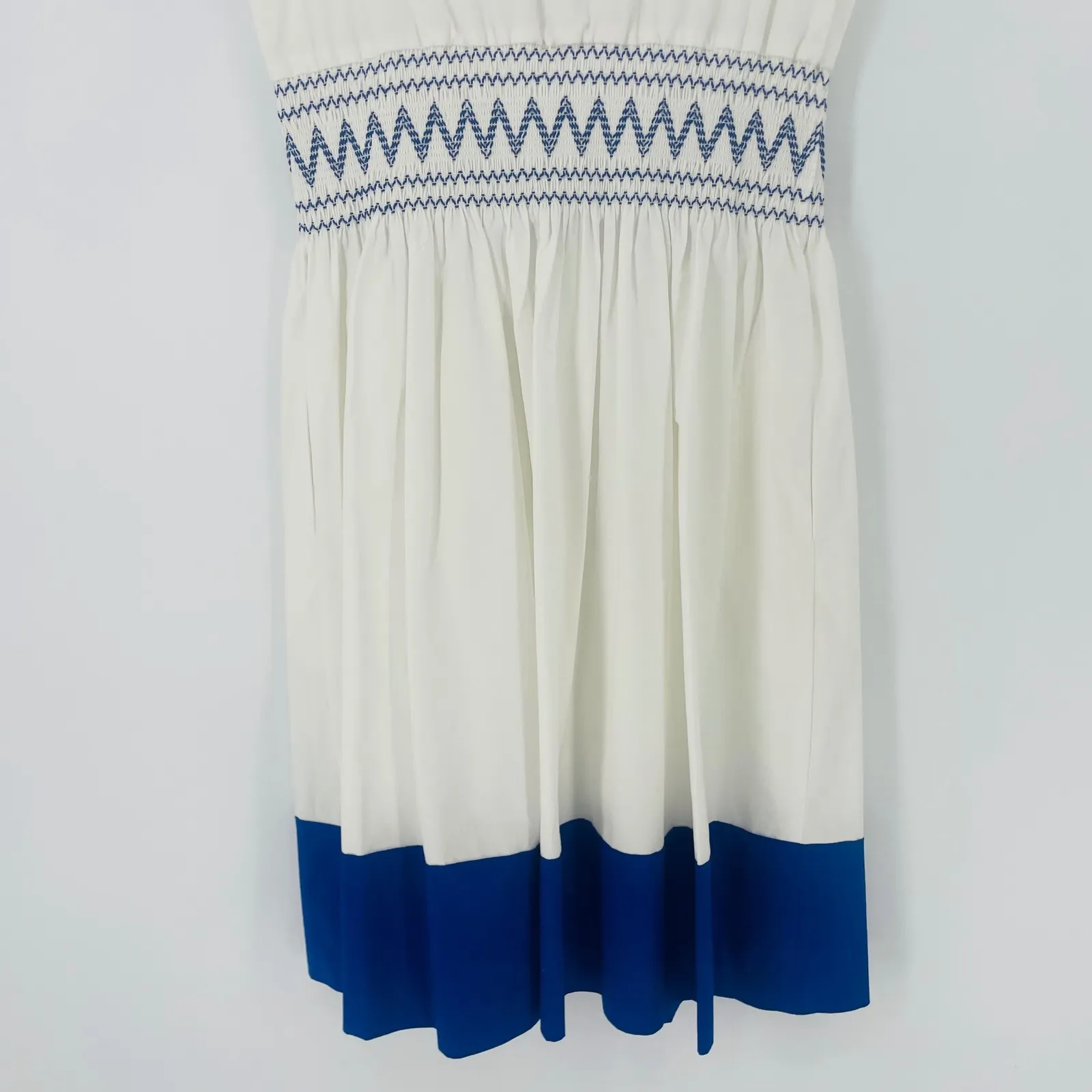 Kate Spade New York Smocked Poplin Dress size M Blue White Resort Preppy $348 - Image 10