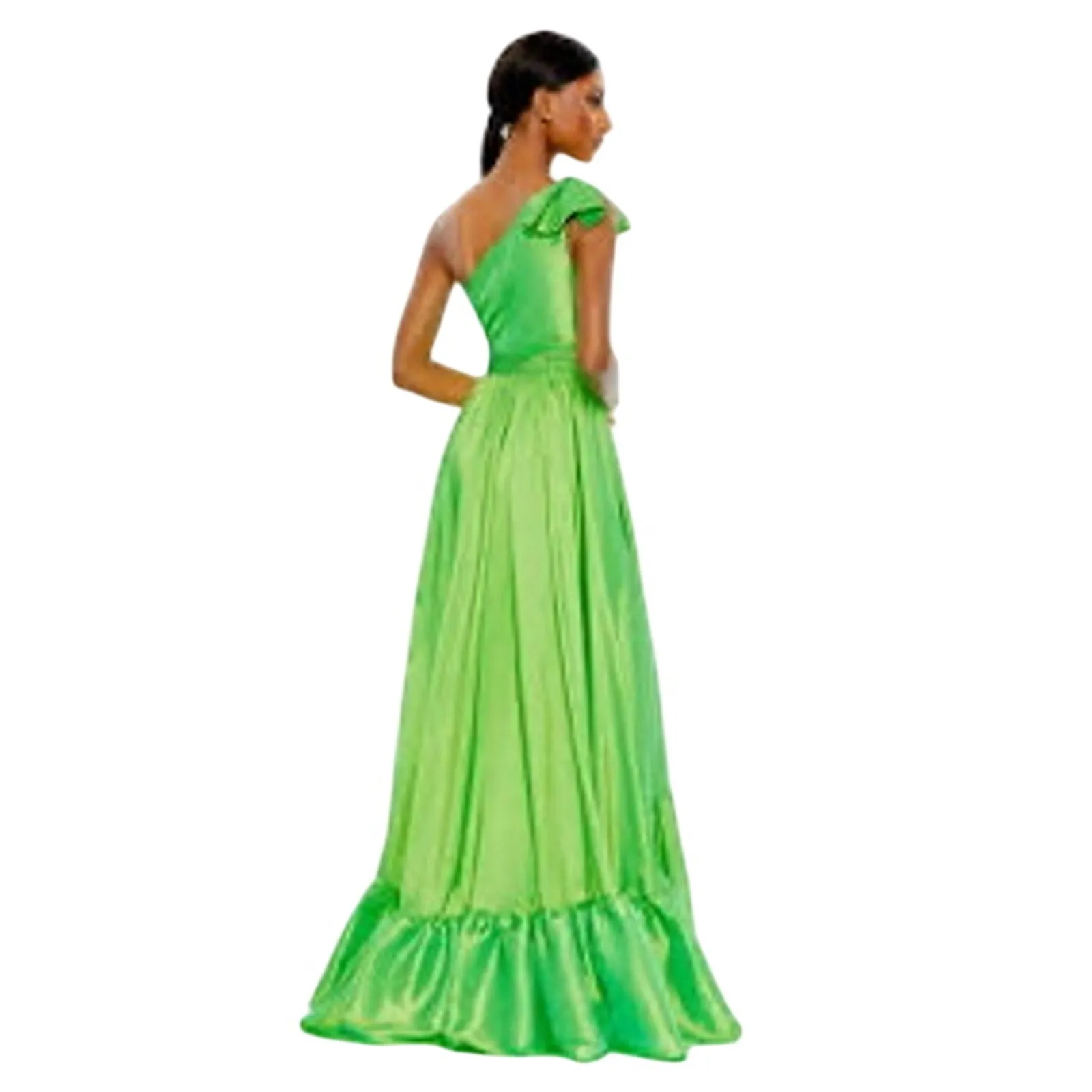Mac Duggal NWT One Shoulder Bow Asymmetrical Hem Gown in Spring Green Size 4 - Image 2
