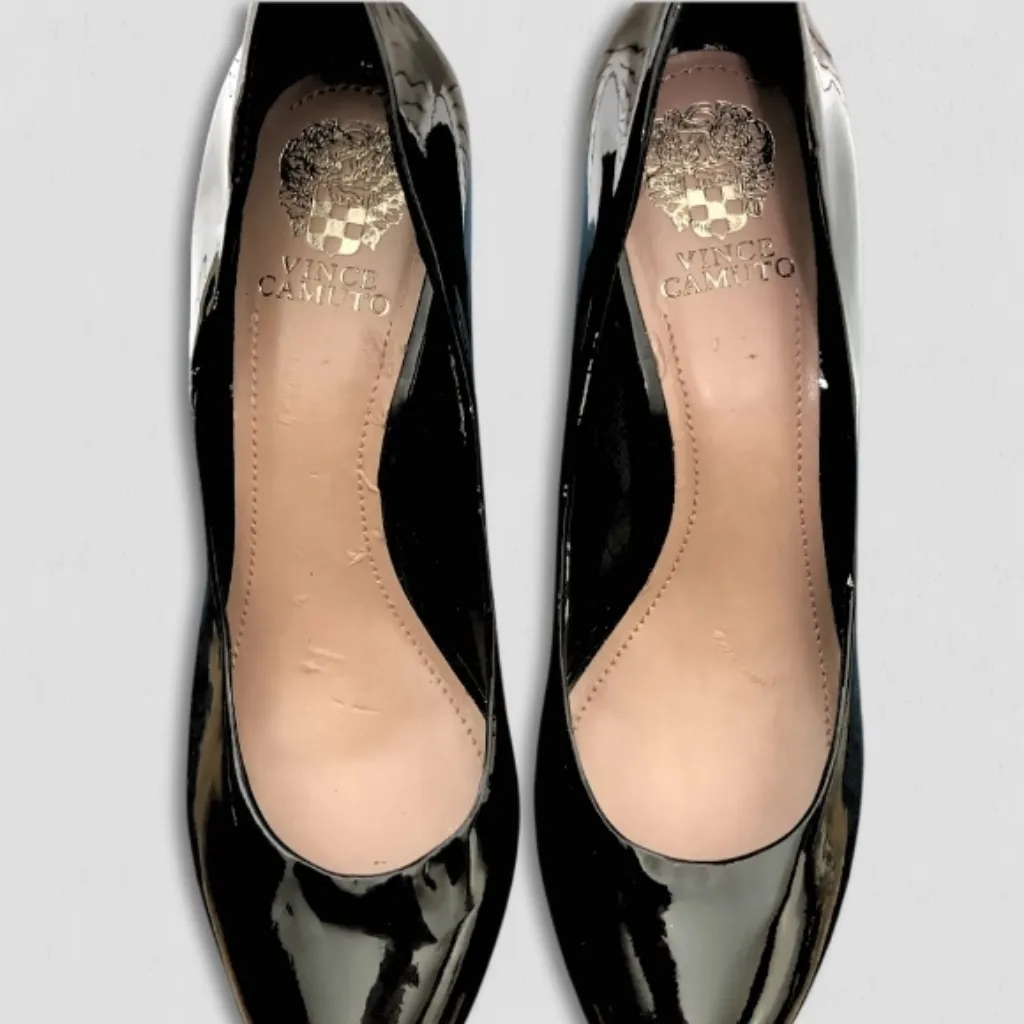 Vince Camuto Zella Platform Heels Nubuck Patent Lacquer Leather Black sz 9.5 - Image 3
