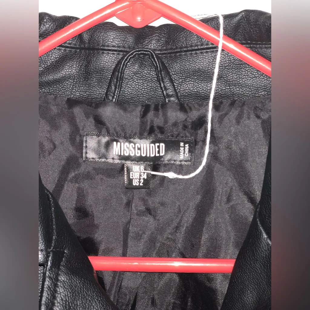 Misguided Women's Black Faux Leather Jacket.      Size-2 - Image 2