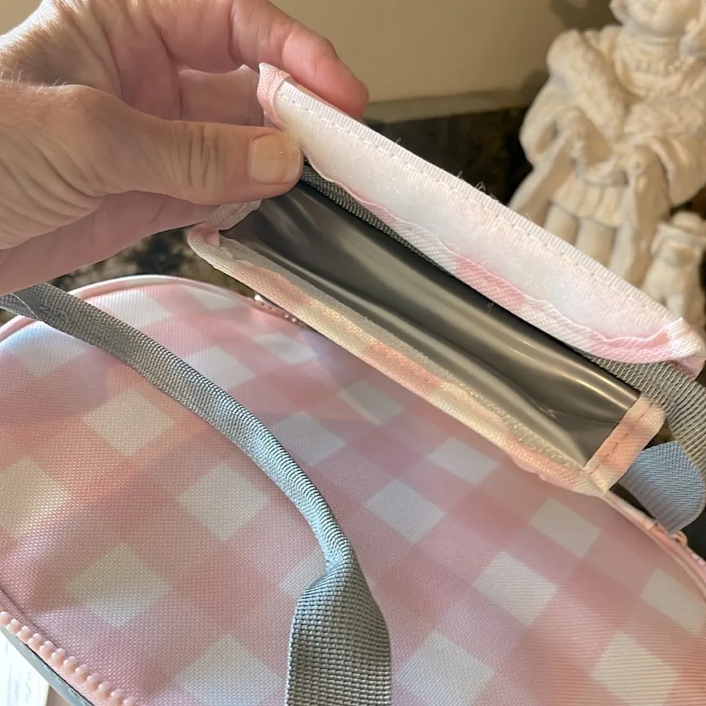 MarleyLilly Personalized Small Cooler Lunch Bag Pink Checked DHT Monogram - Image 6