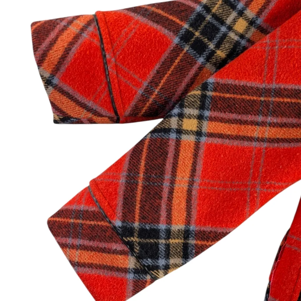 Vintage Baron Woolen Mills Plaid Wool Car Coat Red Tartan Women 8 F248 Size M - Image 11