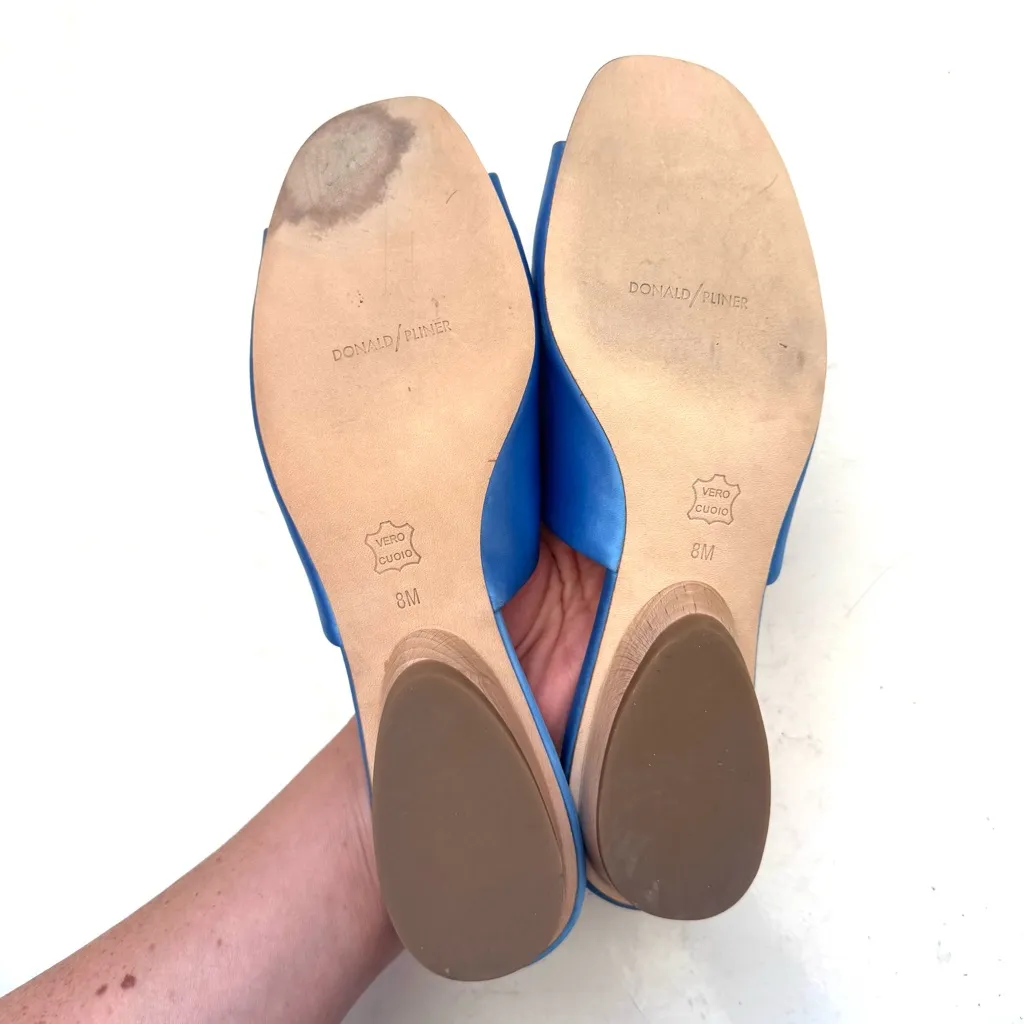 Donald Pliner Rimini Cerulean Blue Satin Slides Heels Sandals Size 8 - Image 8