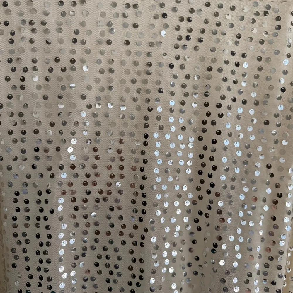 Sequin Ruffle Sleeve Blouse LC Lauren Conrad Large White Sparkle Top Cottagecore - Image 10