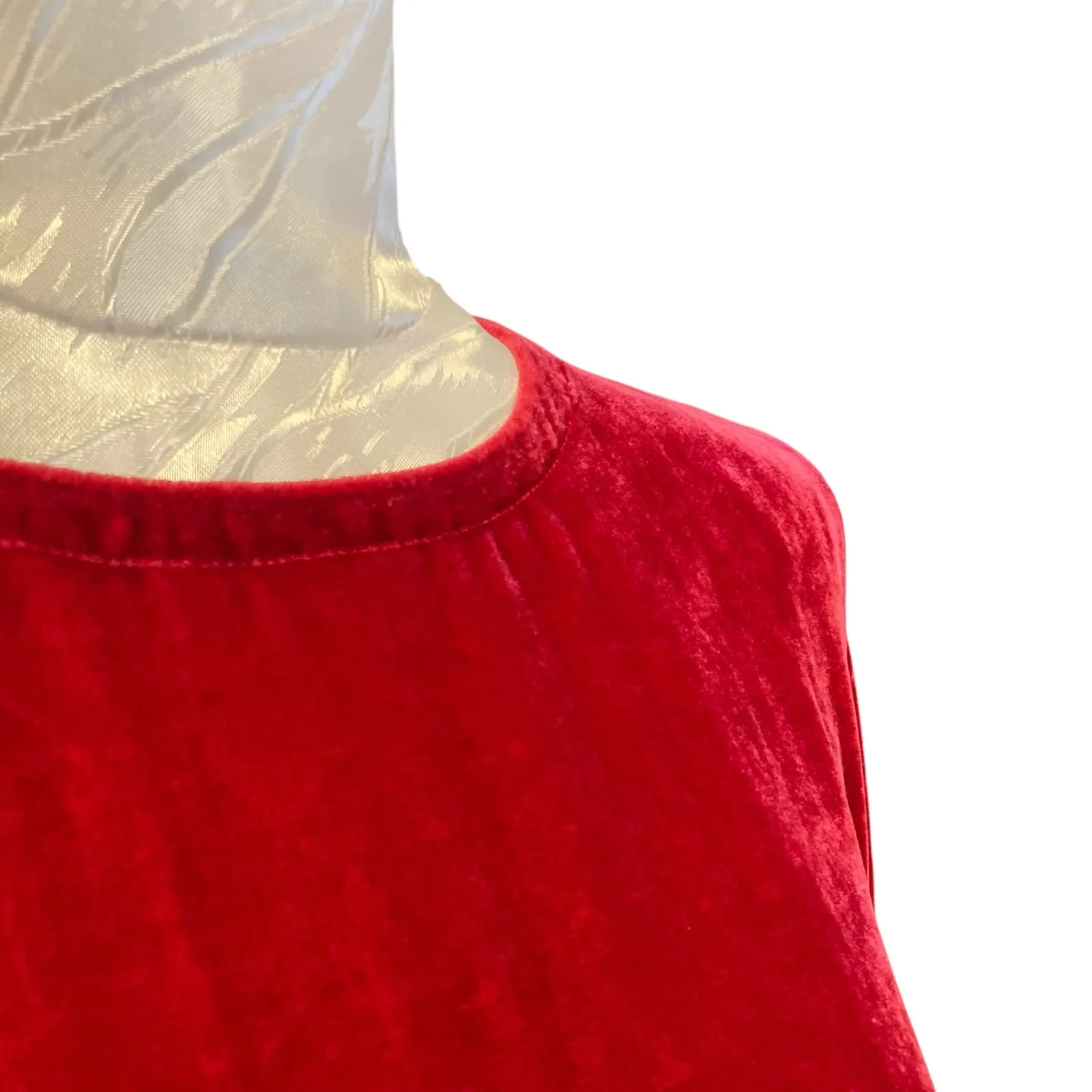 Eileen Fisher The System Ruby Red Silk Velvet Dress Womens Sz Small Knee Length - Image 12