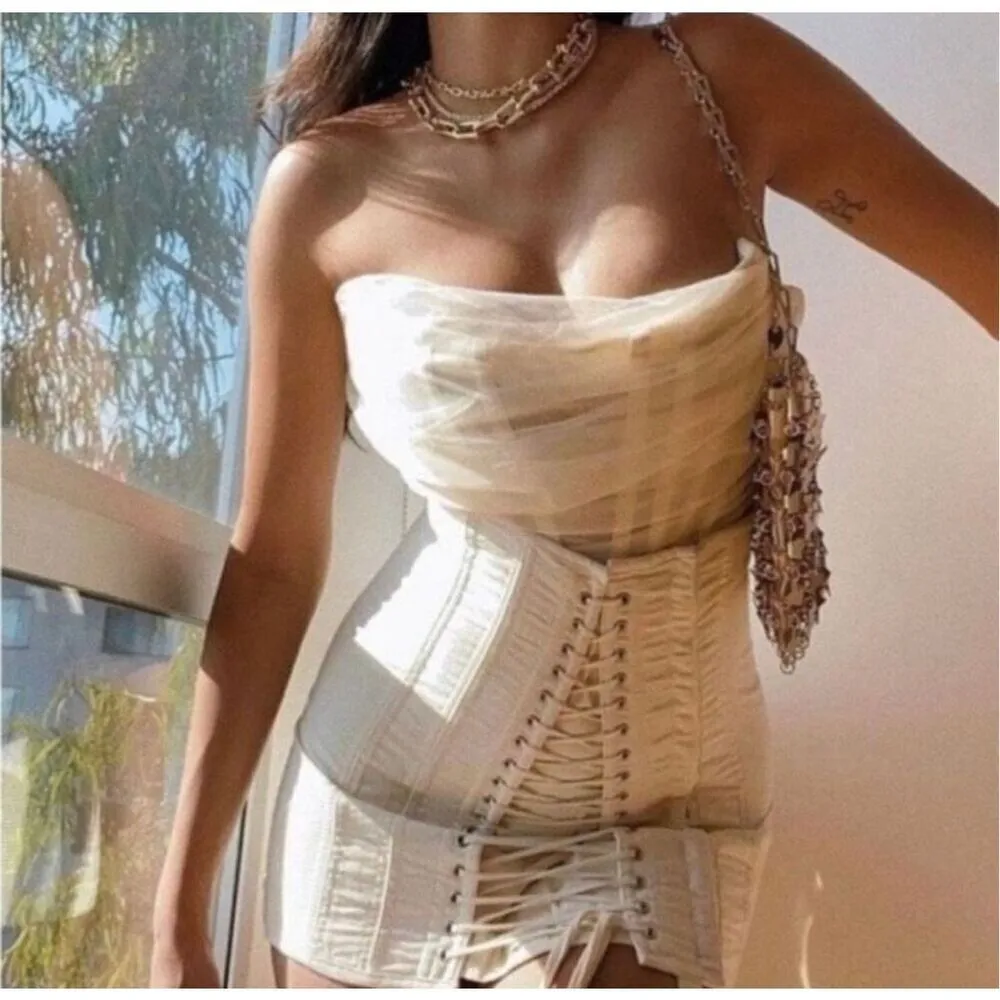 House of CB Melinda Chiffon Corset Top Size XS - Image 6