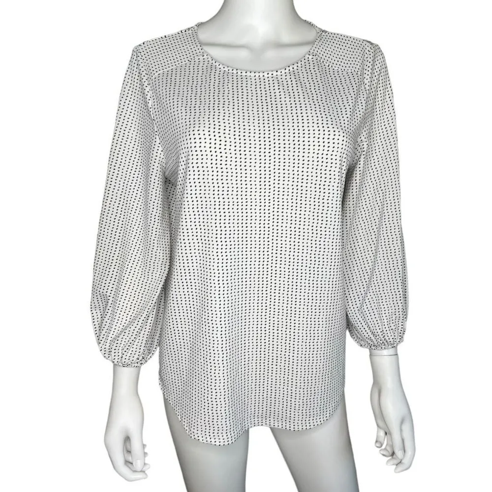 Adrianna Papell white with Black Polka Dots Blouse Size M​​​​​​​ - Image 4