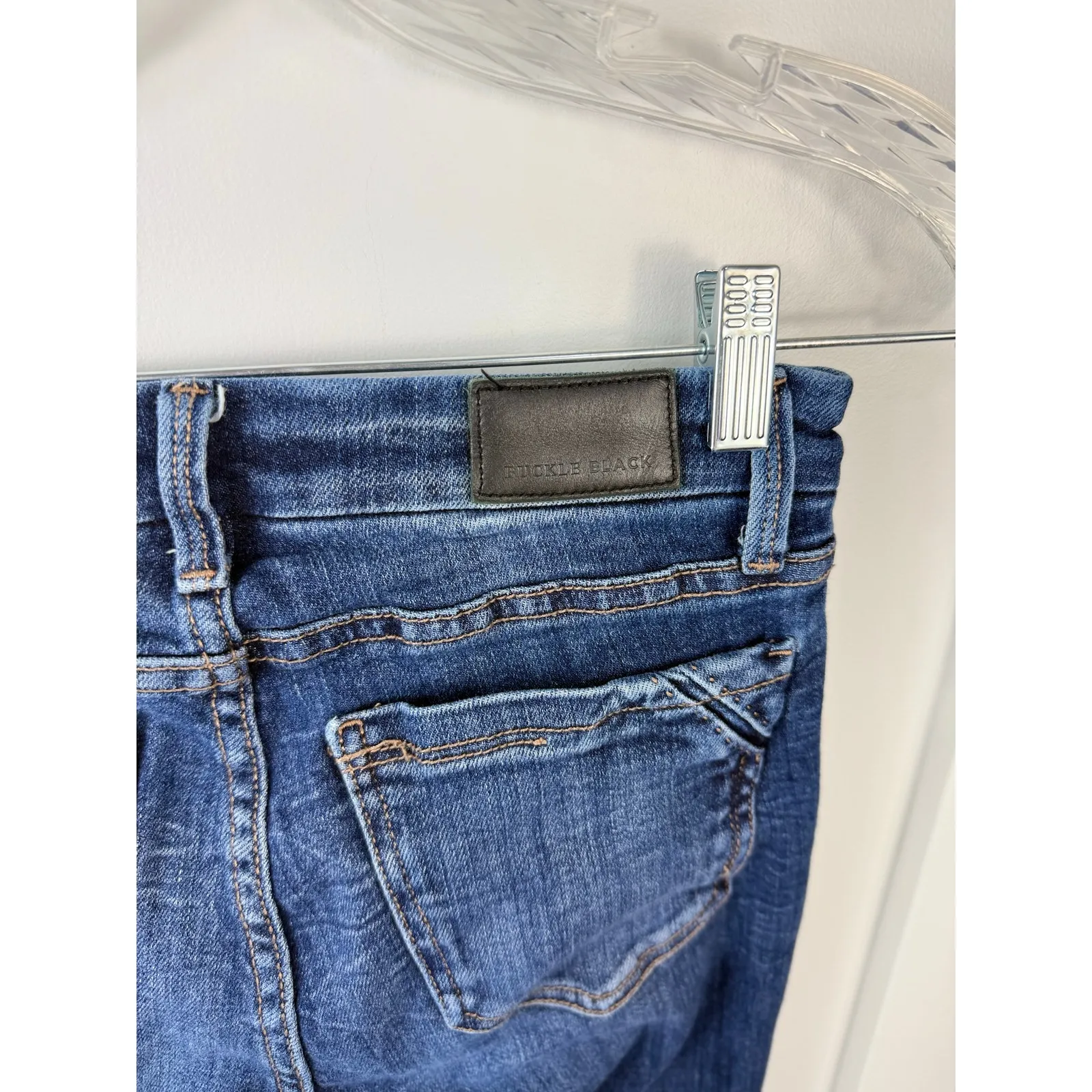 Nice Buckle Black Flare Jeans Size 23 by 38 Blue - Image 4