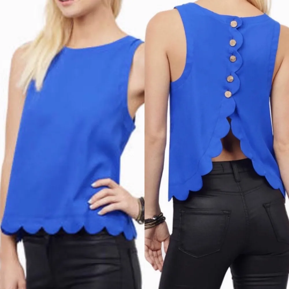 Tobi Blue Scalloped Sleeveless Tank Size S - Image 5