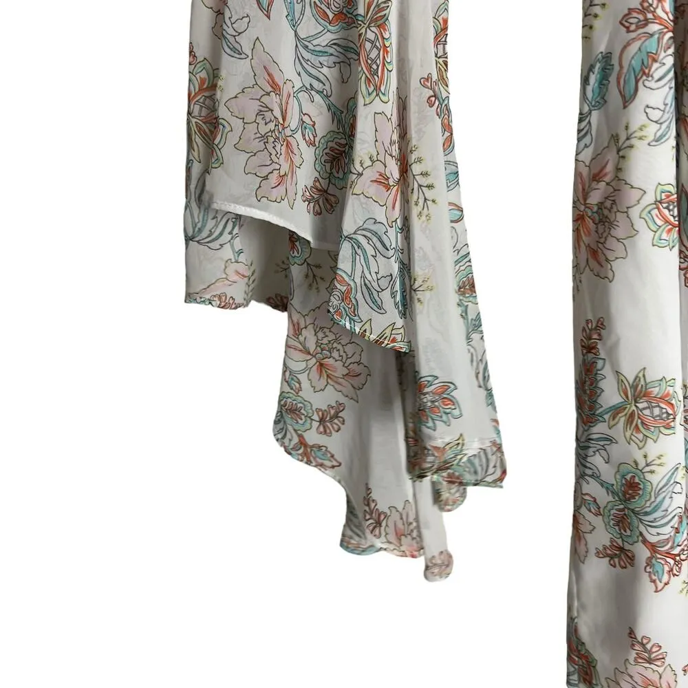 Kensie White Floral Print Off the Shoulder Long Bell Sleeve Shift Mini Dress 6 - Image 7