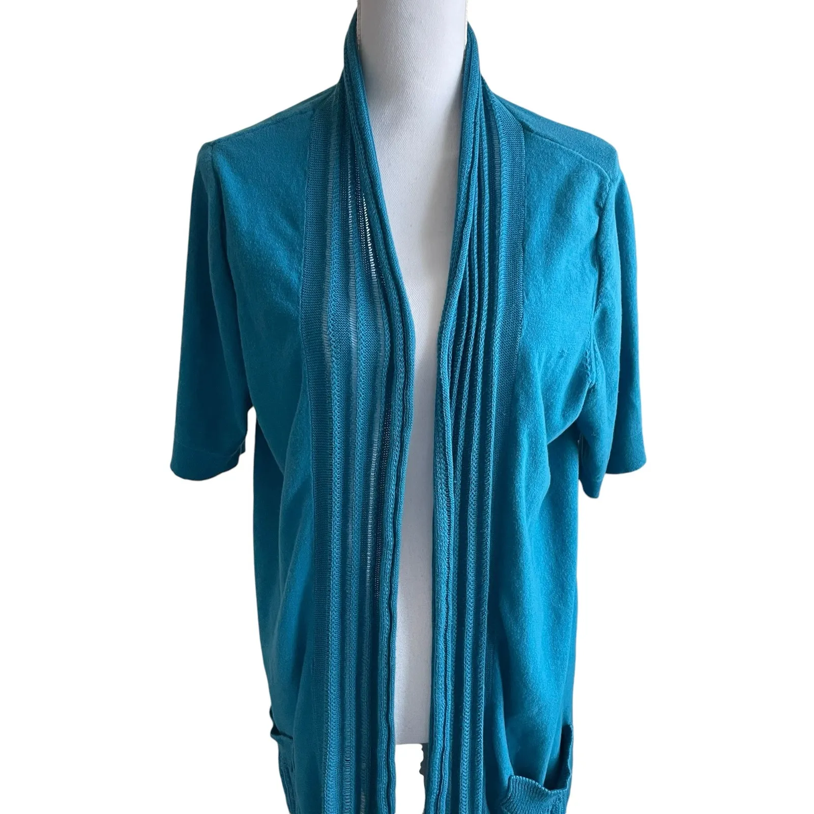 Lane Bryant Women Tunic Cardigan‎ Sweater 18/20 Teal Open Front Casual Office - Image 7