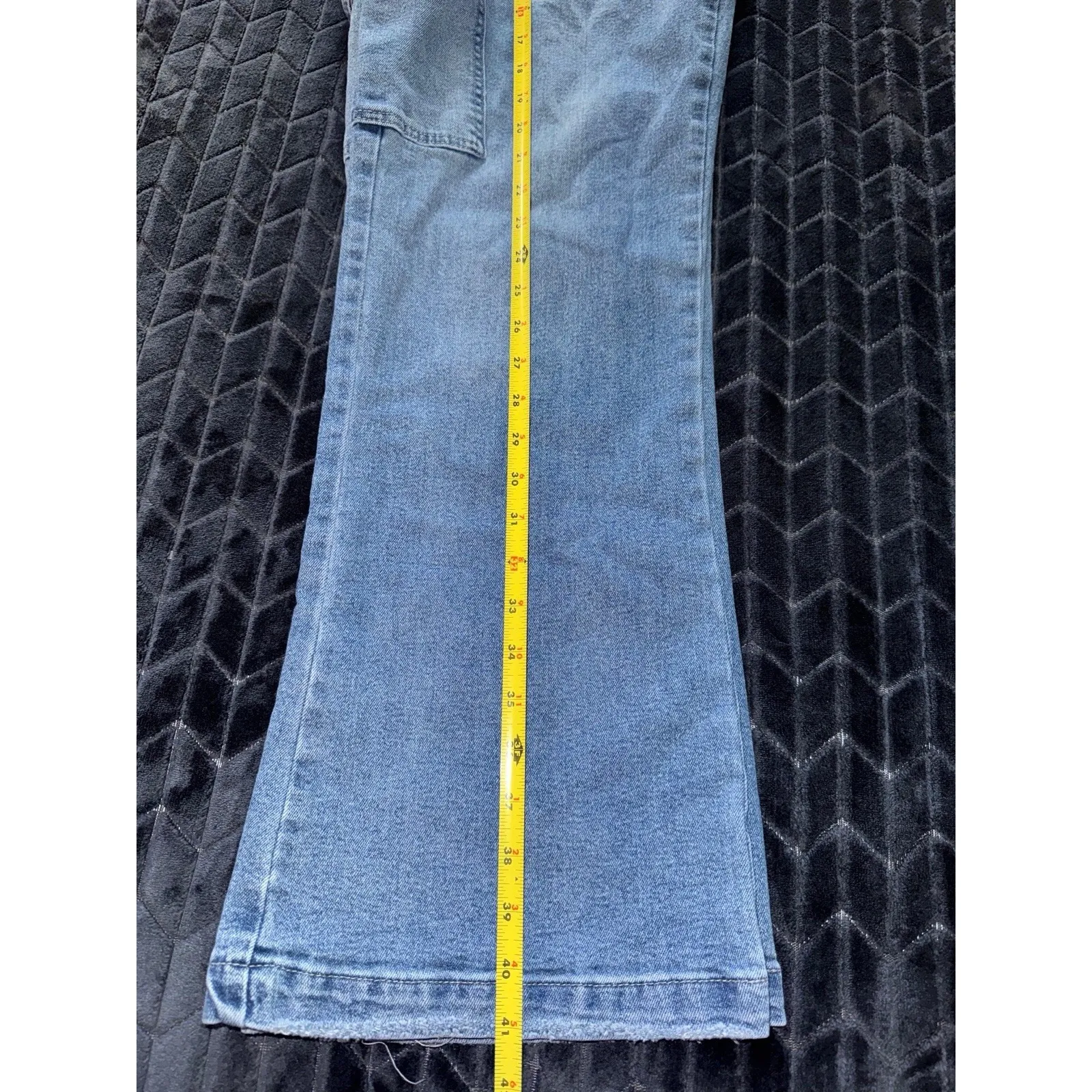 KanCan Jeans Womens Blue Flared Aspen Cargo Holly High Rise Stretch Denim Sz 32 - Image 9