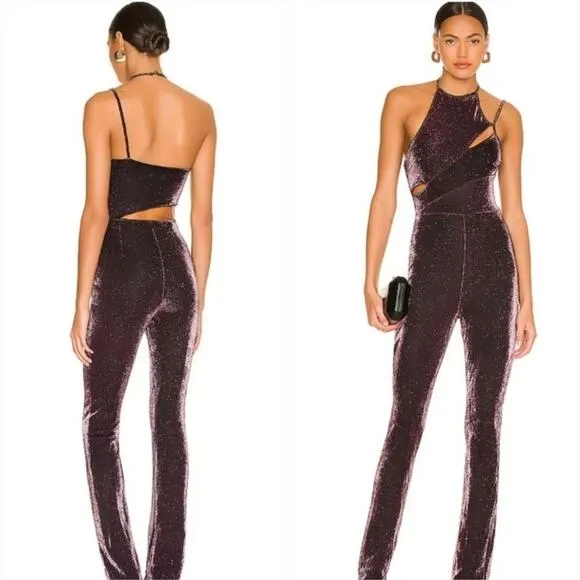 Superdown Tia Cut Out Jumpsuit in Wine Small - Image 2