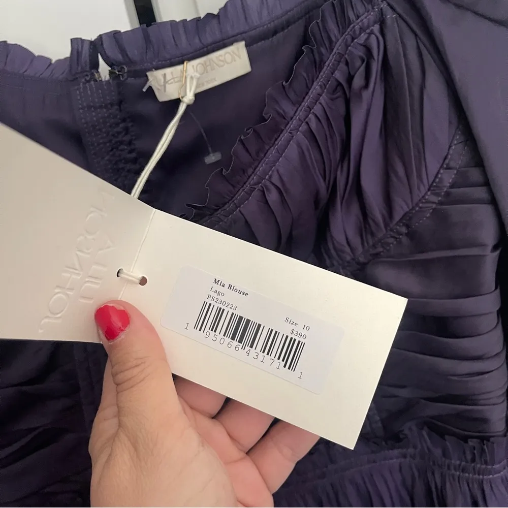NWT Ulla Johnson Purple Mia Blouse Long Sleeve Satin Bustier Peplum - Image 4