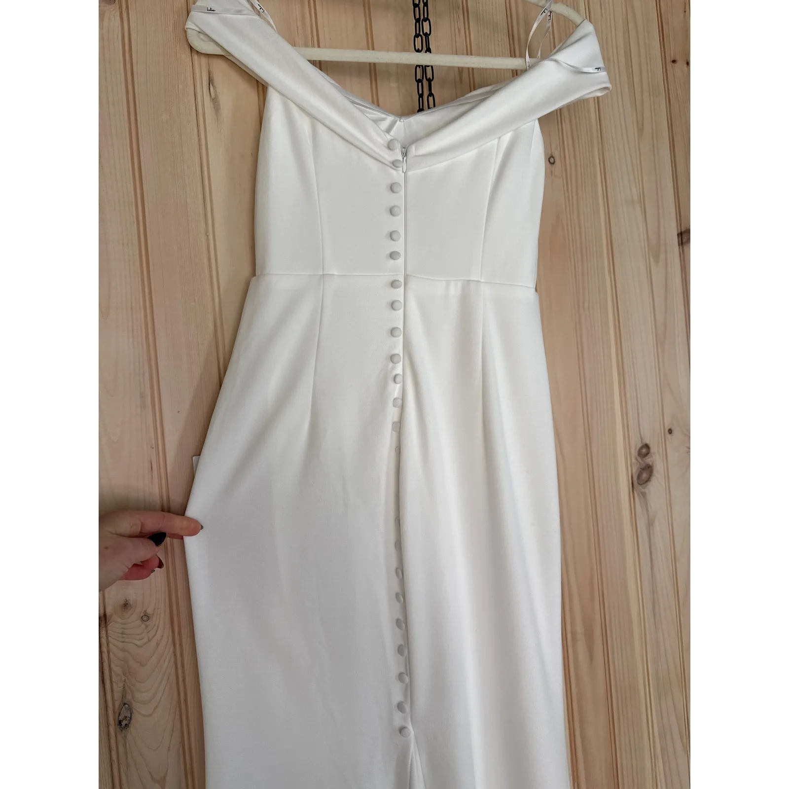 NWT Lulus Arienne White Off-the-Shoulder Mermaid Maxi Dress Wedding Bridal Sz M - Image 7