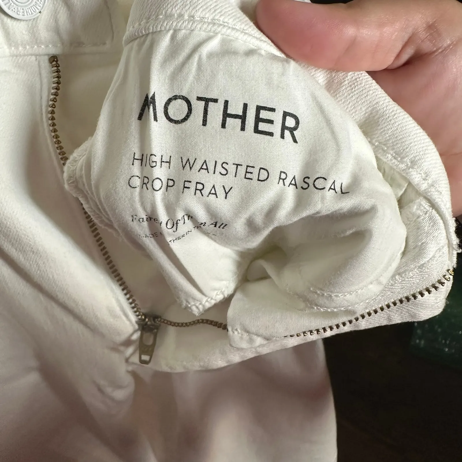 MOTHER High Waisted Rascal Crop Fray White Jeans Denim Raw Hem Womens Size 29 - Image 8