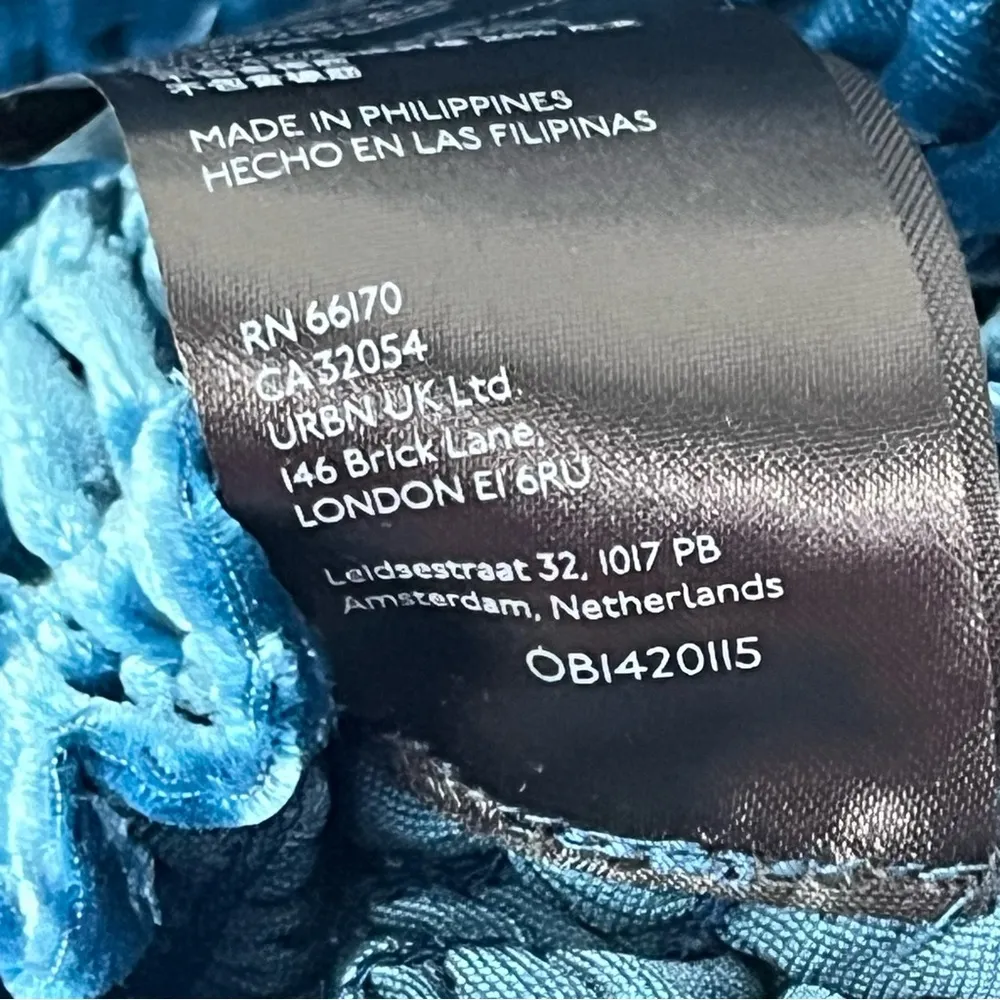 ANTHROPOLOGIE Green Velvet Velour Puff Sleeves Peasant Cropped Top, Size Large - Image 5