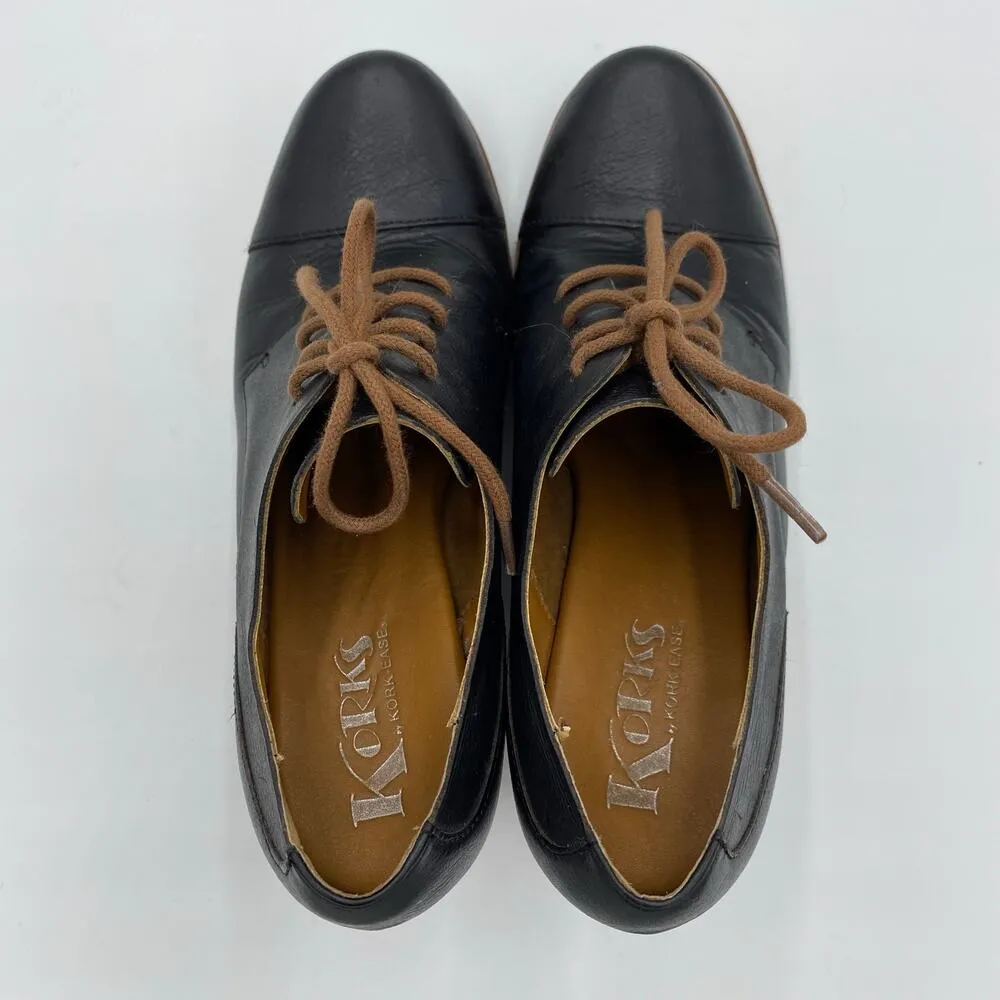 Kork-Ease Women's Black Leather Lace Up Ankle Chucky Oxford Bootie Size 8 - Image 7