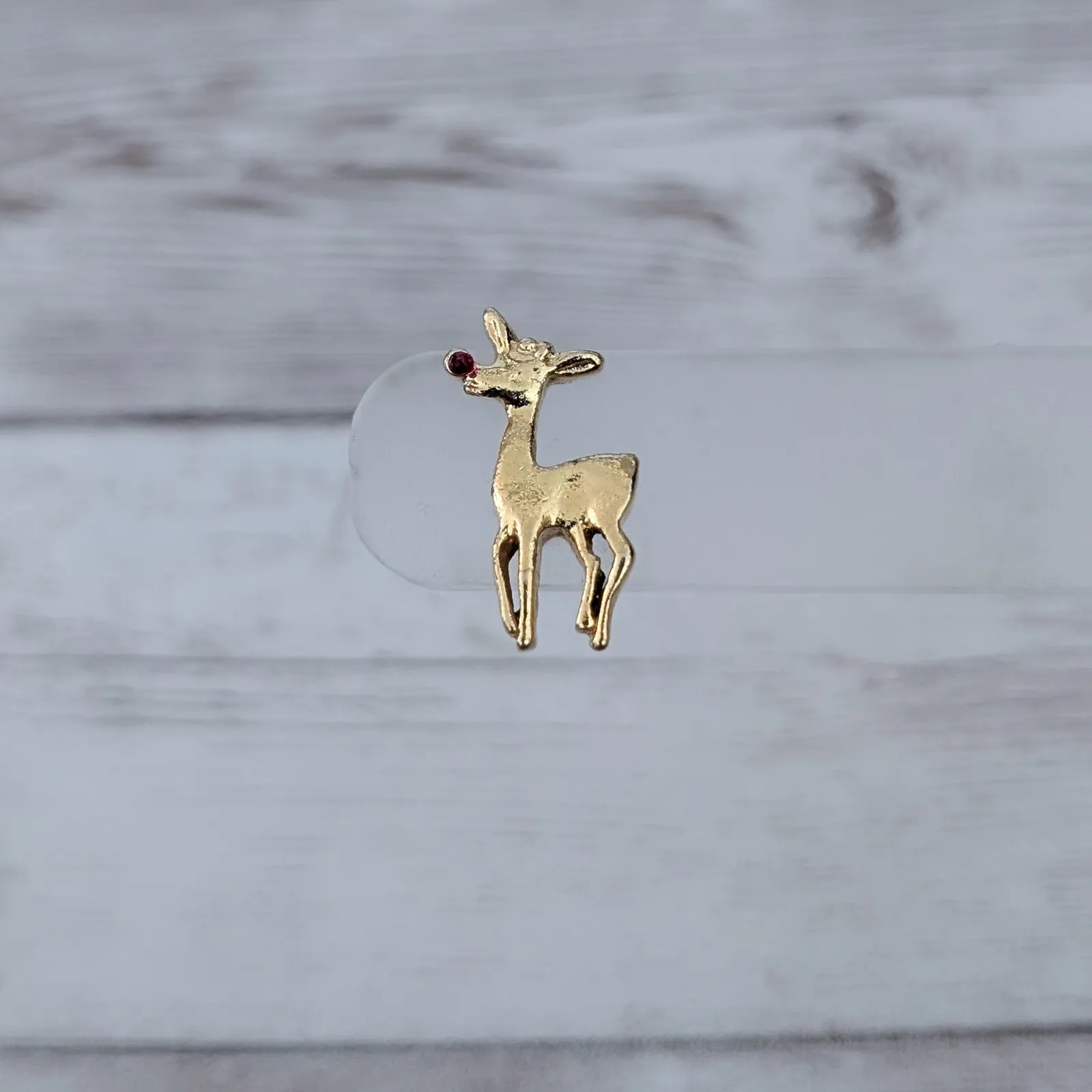 Vintage Pin / Brooch Rudolf the Red Nose Reindeer Christmas Gold - Image 2