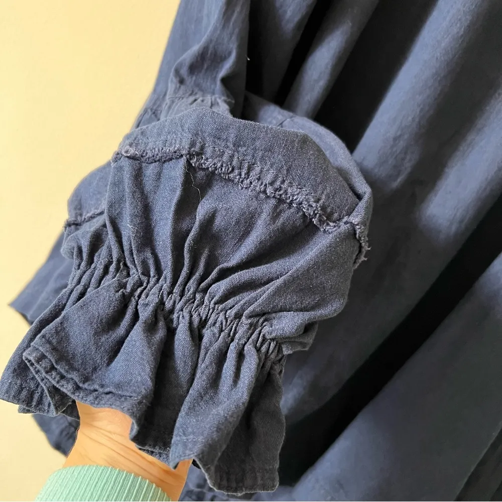 Free people 100% cotton top blouse size S blue CL - Image 3