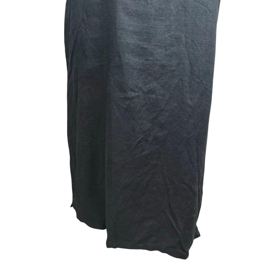 Vintage 80s WilliWear Black Linen Maxi Dress Sleeveless Size XL - Image 3