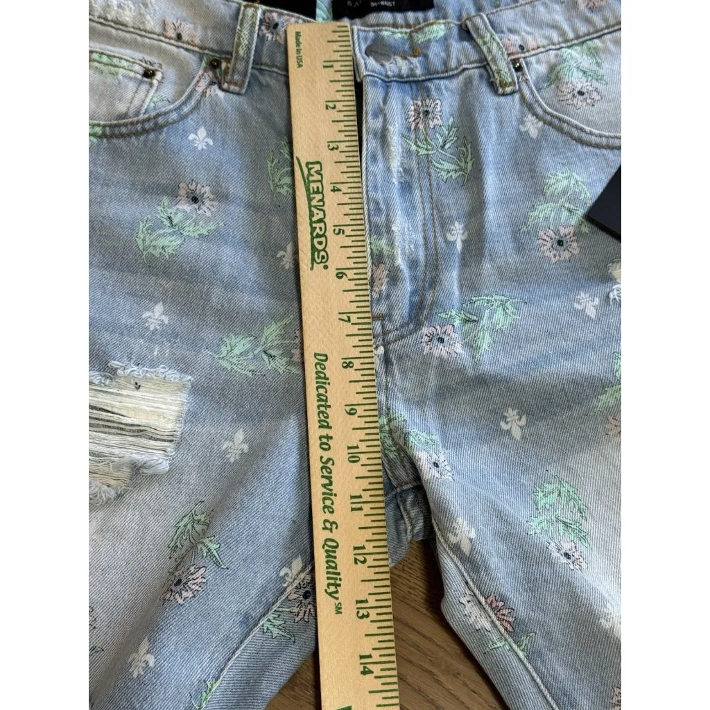 NWT Saint Morta Denim Jean Shorts Size 34 Floral Distressed Cotton Boho Hippie Blue - Image 16