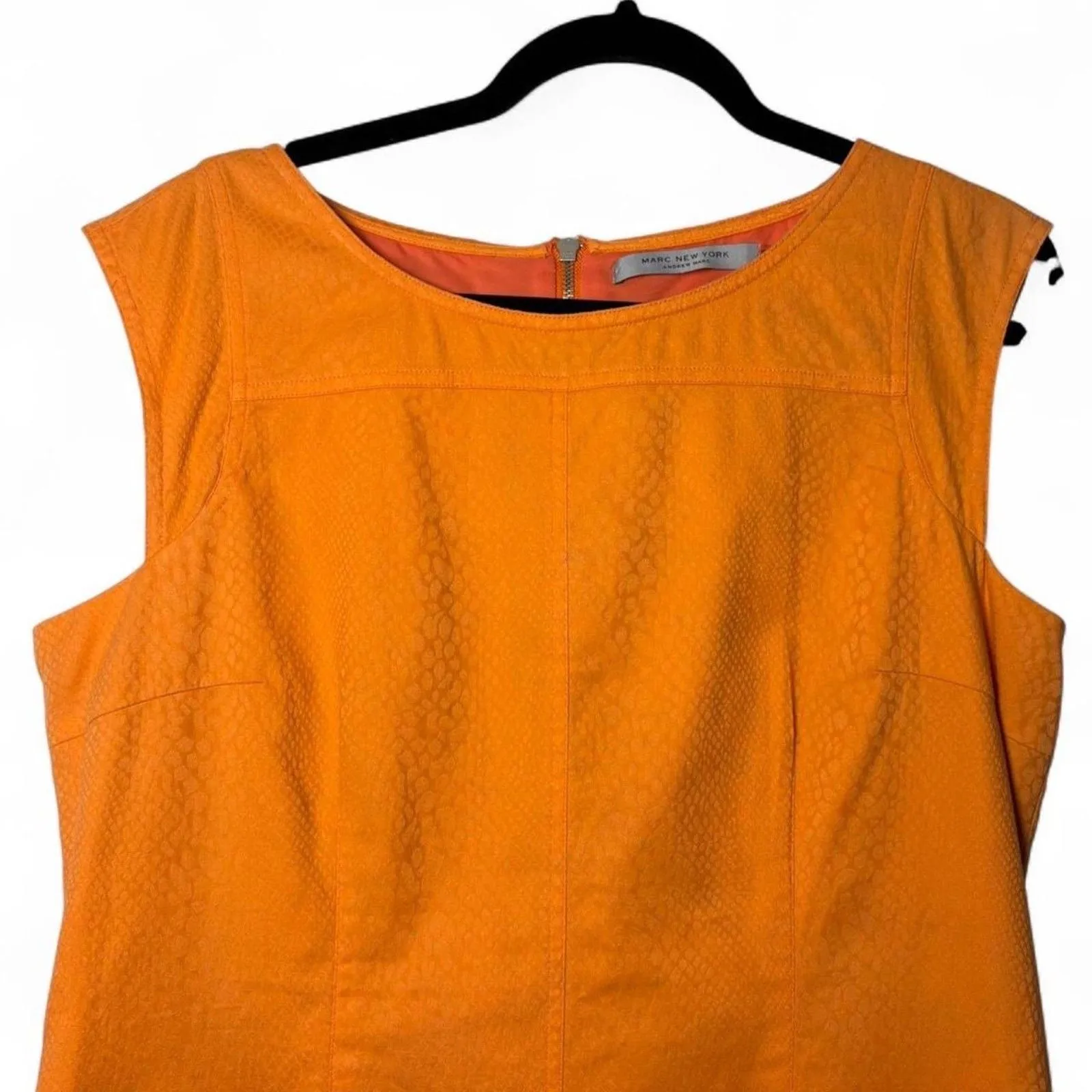 Andrew Marc NY Orange Snakeskin Jacquard Texture Sheath Dress size 14 Plus Size - Image 3