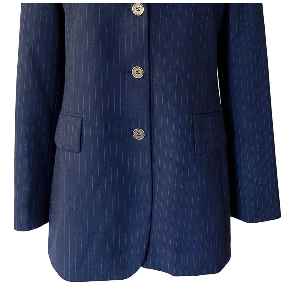 GILMAR Blazer Jacket Blue Subtle Stripes Button Down Italy Long Sleeves 40 EUC - Image 4