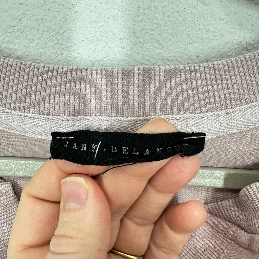 Jane + Delancy Pink Washed Henley Sweatshirt Long Sleeve Pullover Top Size S - Image 6