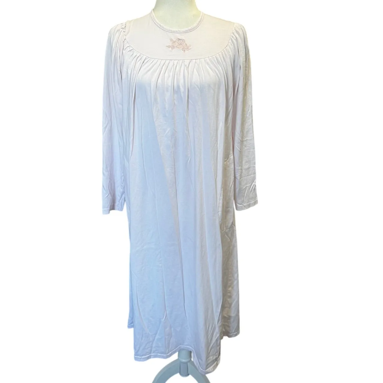 The Vermont Country Store Long Sleeve Cotton Nightgown Pale Pink Size XS - Image 2