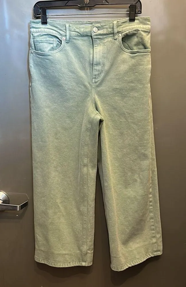 Loft seafoam green High Rise Wide Leg Crop jeans - Image 4