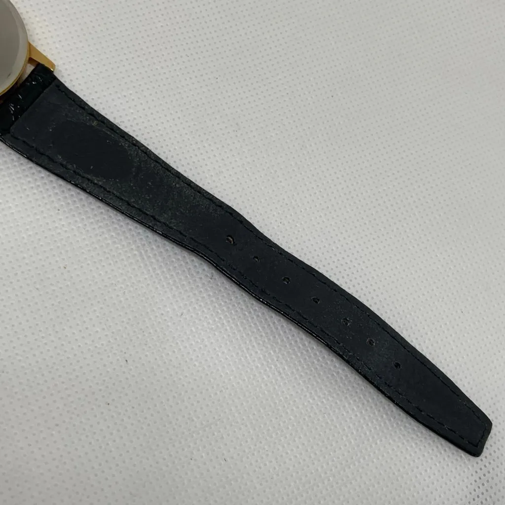 Vintage image sundial wrist watch unisex gold tone 32mm round quartz running - Image 7