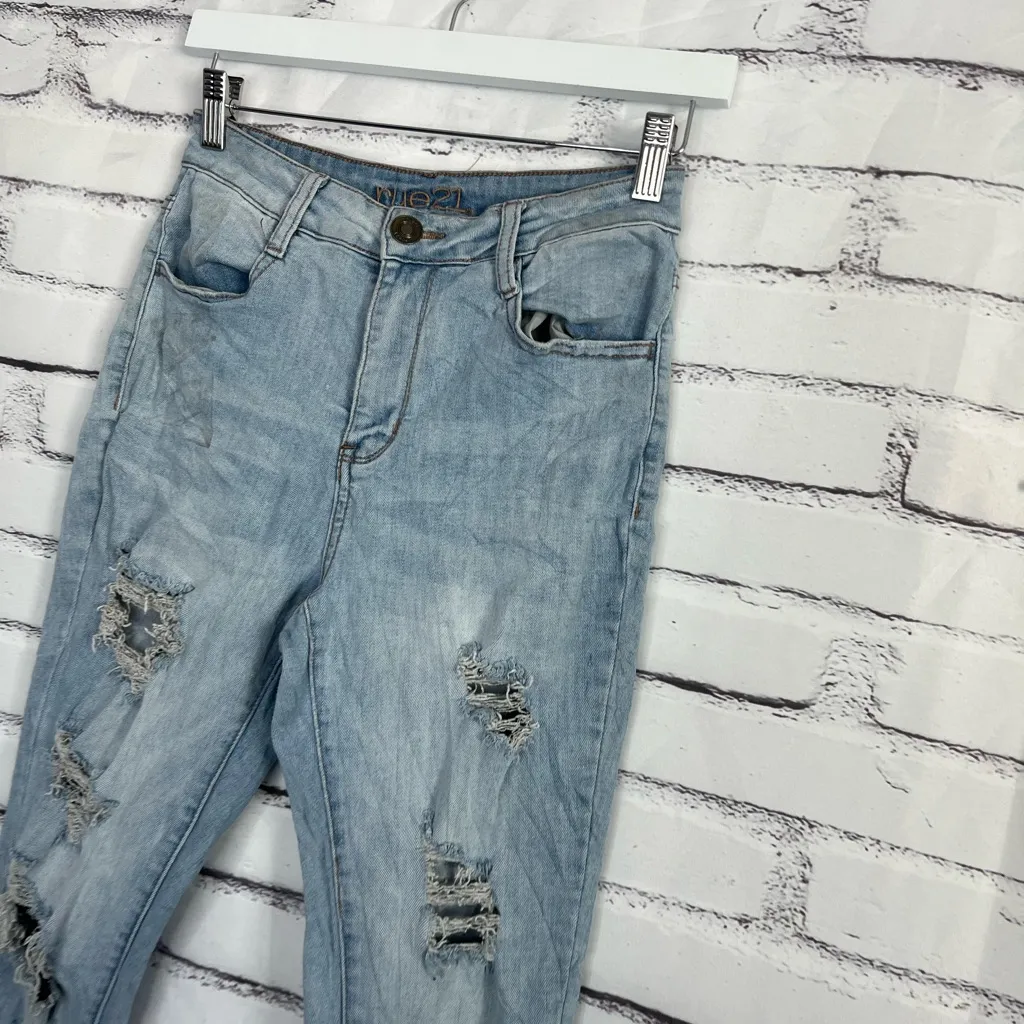 Rue21 High Rise Ankle Jegging Light Wash Distressed Denim Women’s Size 6 Jeans - Image 7