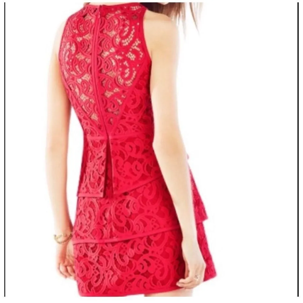 BCBGMaxAzria Womens Hanah‎ Lace Cocktail Mini Dress Burnt Red Size 2 NWT - Image 5