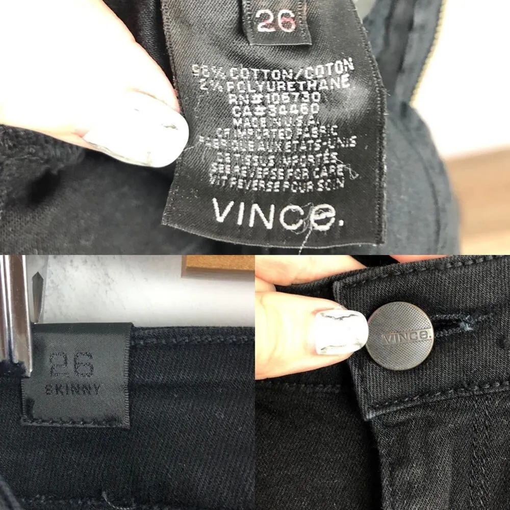 Vince Dylan Side Stripe Skinny Tuxedo Style Jeans Black Size 26 - Image 15