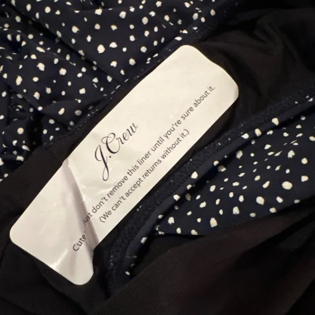 J. Crew Ruched Bandeau One-Piece‎ Swimsuit in Navy & White Polka Dot Sz 24 NEW - Image 4