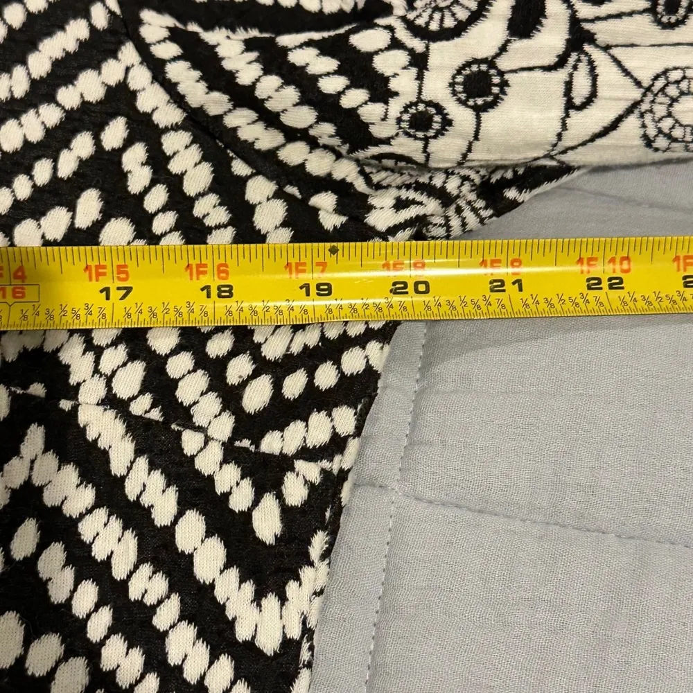 MSK Black White geometric floral abstract 3/4 sleeve dress size Large - Image 11