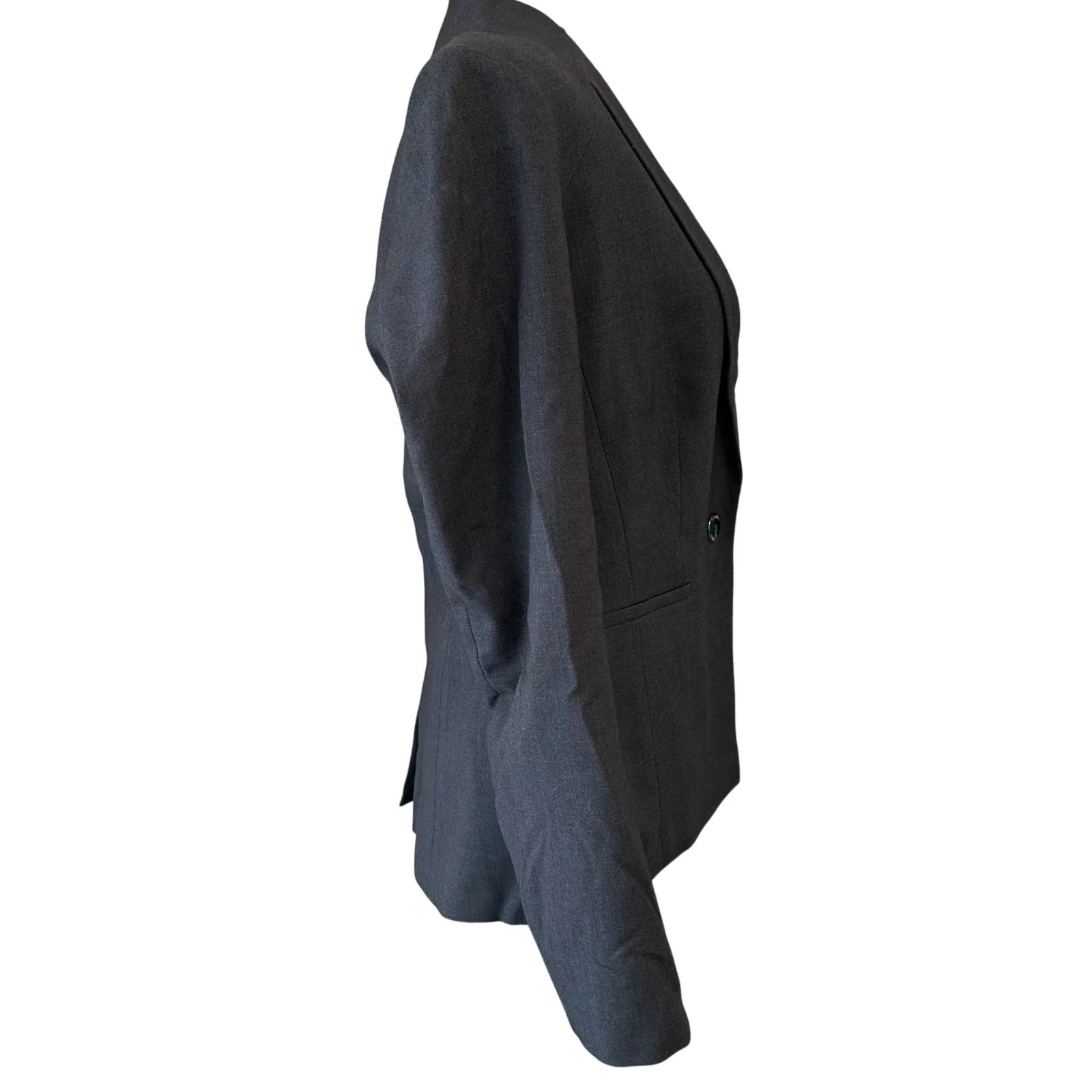 Women's Calvin Klein Gray Suit Blazer Jacket Size 4 Notchless Lapel Office Work - Image 4