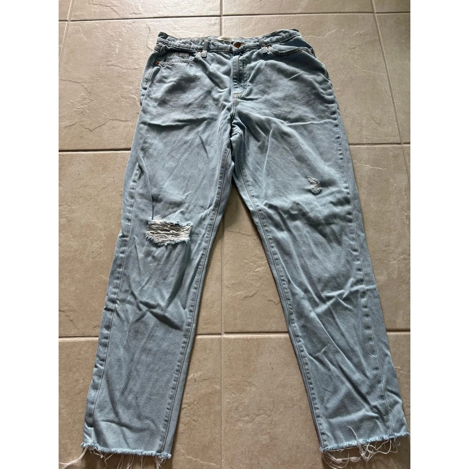 Universal Thread Jeans Womens 6R Blue Denim Boyfriend Distressed‎ Loose Baggy - Image 3
