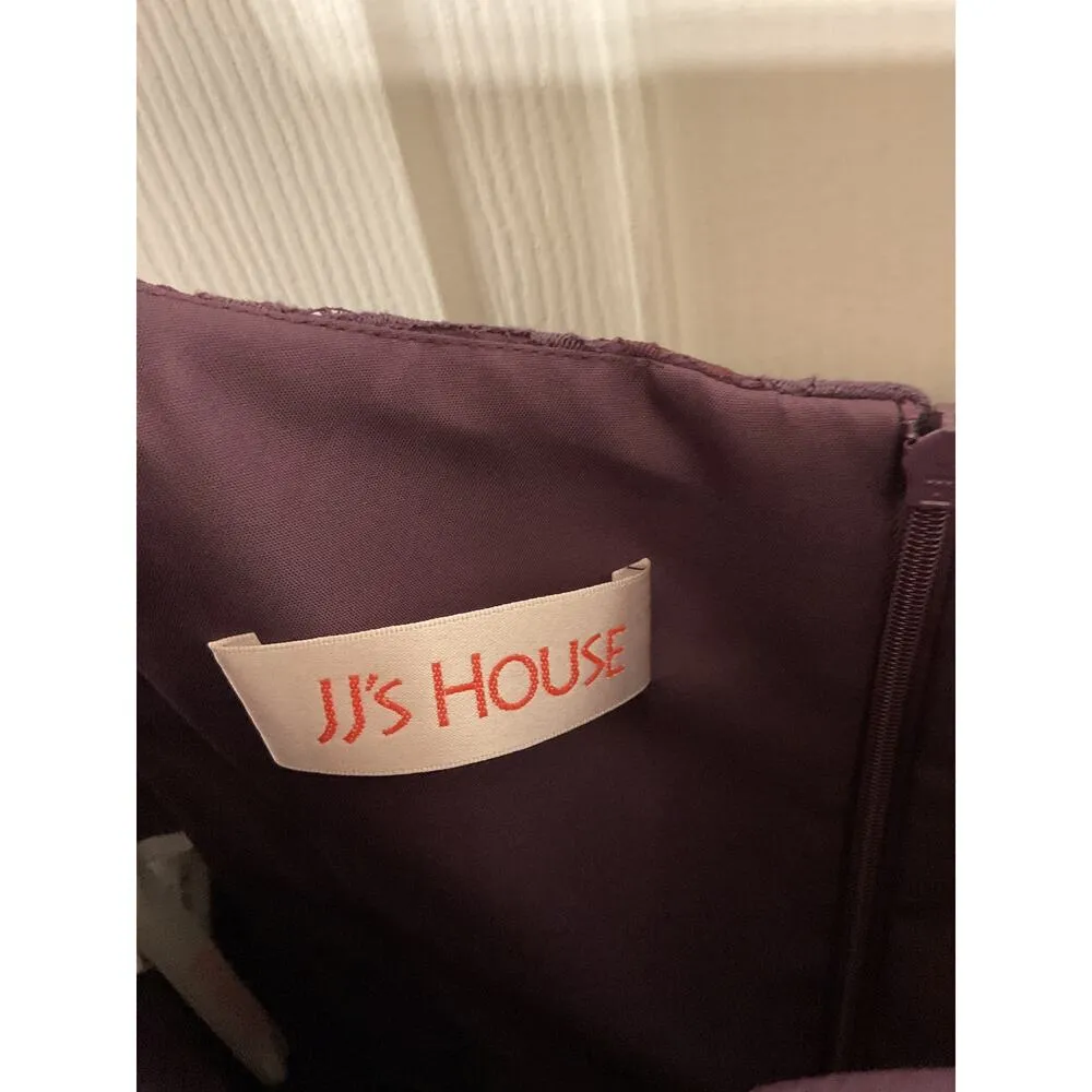 NWT JJ's House Lace Bodice Peplum Waist Plum Formal Floor Length Gown, sz 12 Purple - Image 4