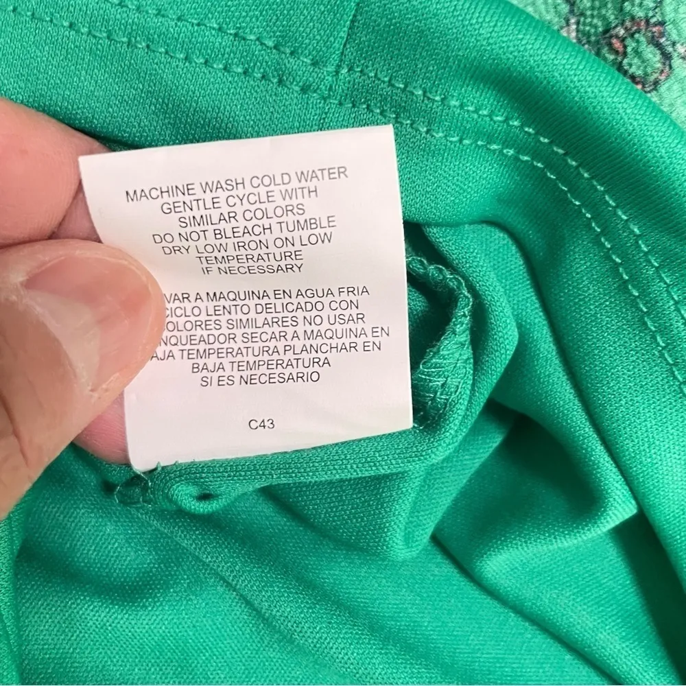 AUW Green Floral Short Sleeve Wrap Dress Womens
Size Large - Image 12