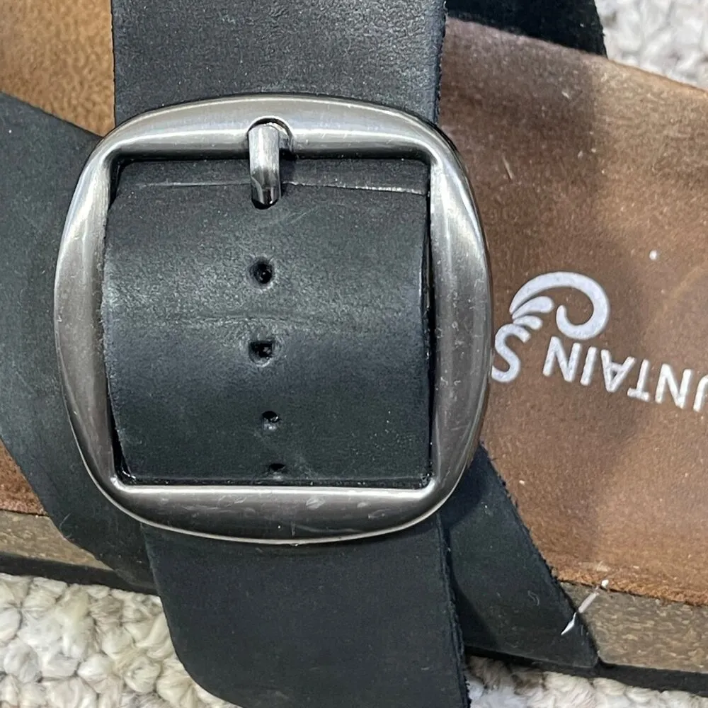 Mountain Sole  Leather Sandal Black Toe Loop Silver Buckle Size 8 (READ) - Image 7