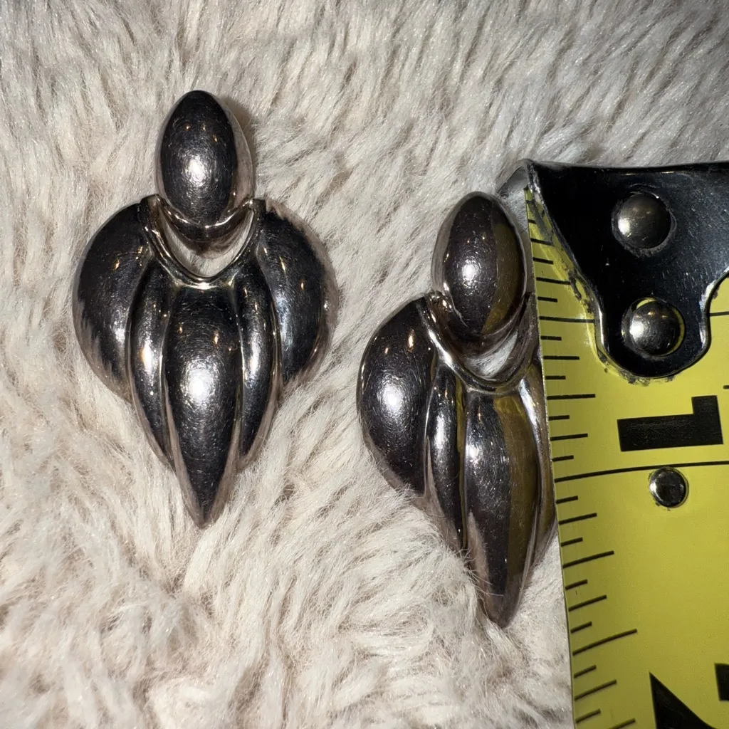 VTG‎ Sterling Silver 925 Thailand Dangle Door Knocker Earrings - Image 4