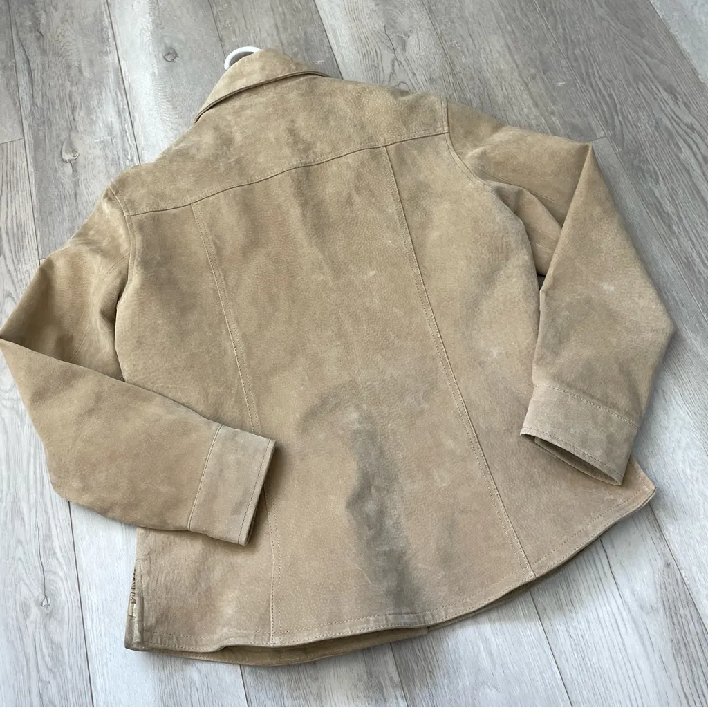 AMI Leather Shacket Jacket suede womens Tan (medium) vintage western americana - Image 4
