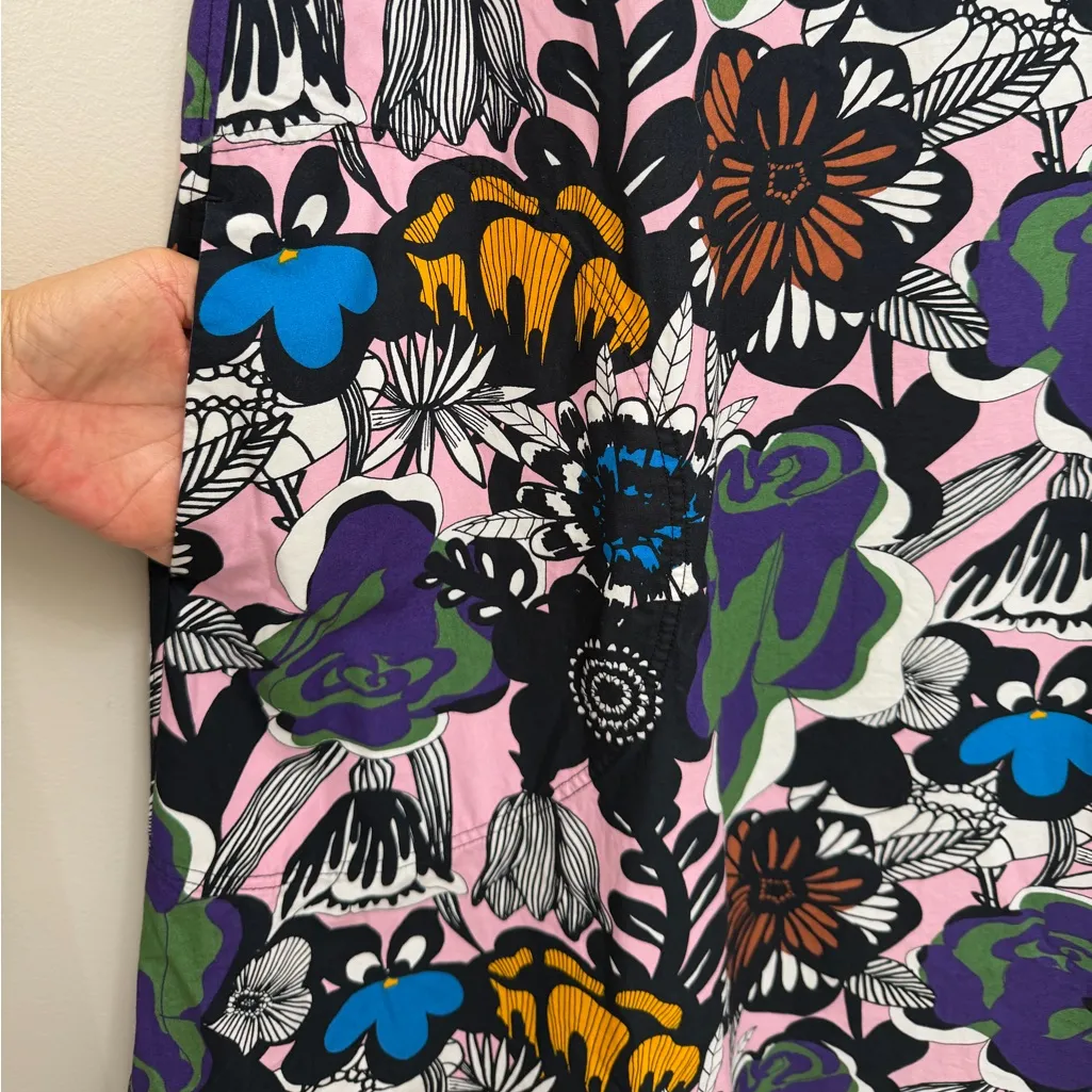 Marimekko x Uniqlo A line Floral Dress Sleeveless Pockets Multi Size S Purple - Image 4