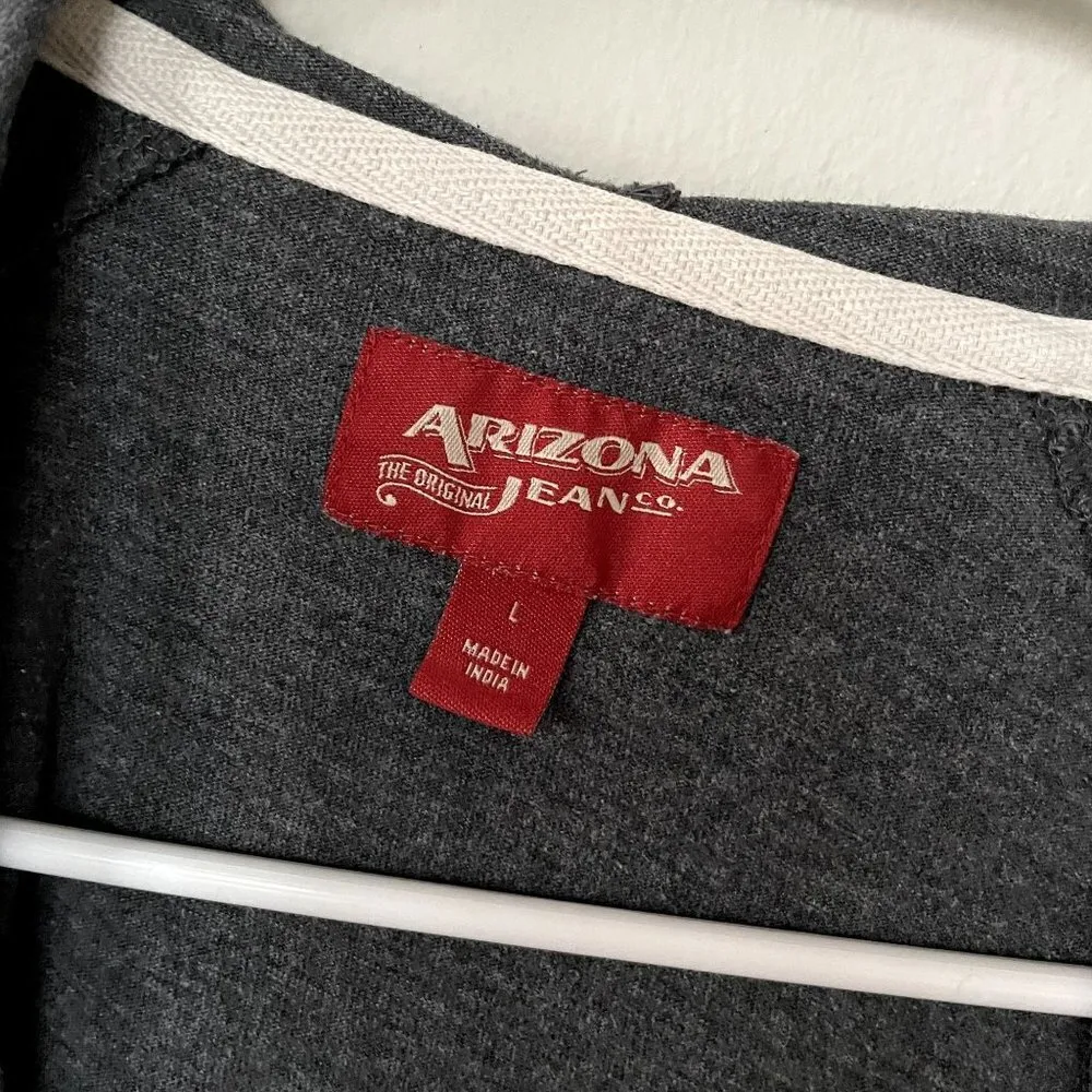 Arizona Jeans dark gray long sleeved full zip hooded sweater casual athleisure Size L - Image 3