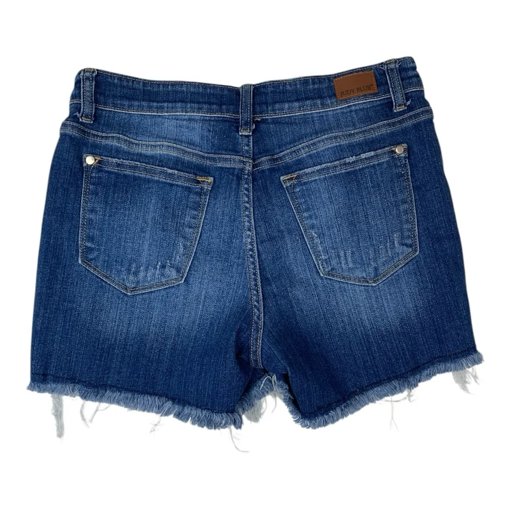 Judy Blue Women's medium denim Blue shorts distressed ruffle coastal cowgirl - Image 7