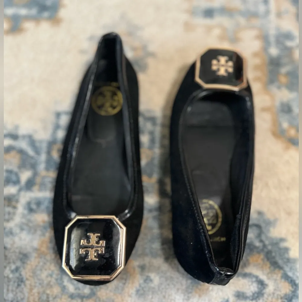 Tory Burch Georgia Ballet Flat Suede Black Size 36/6 - Image 2