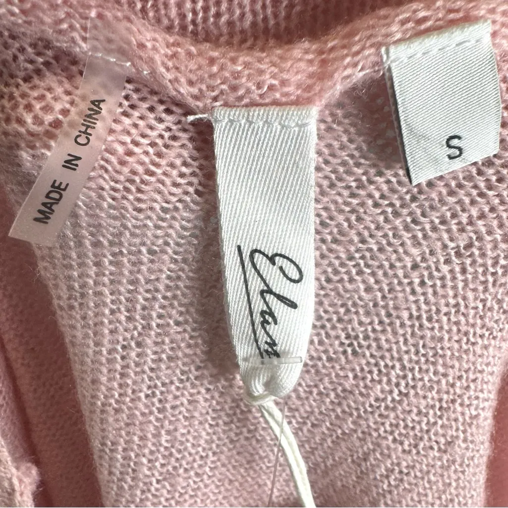 Elan light pink Love script off shoulder sweater size small - Image 8