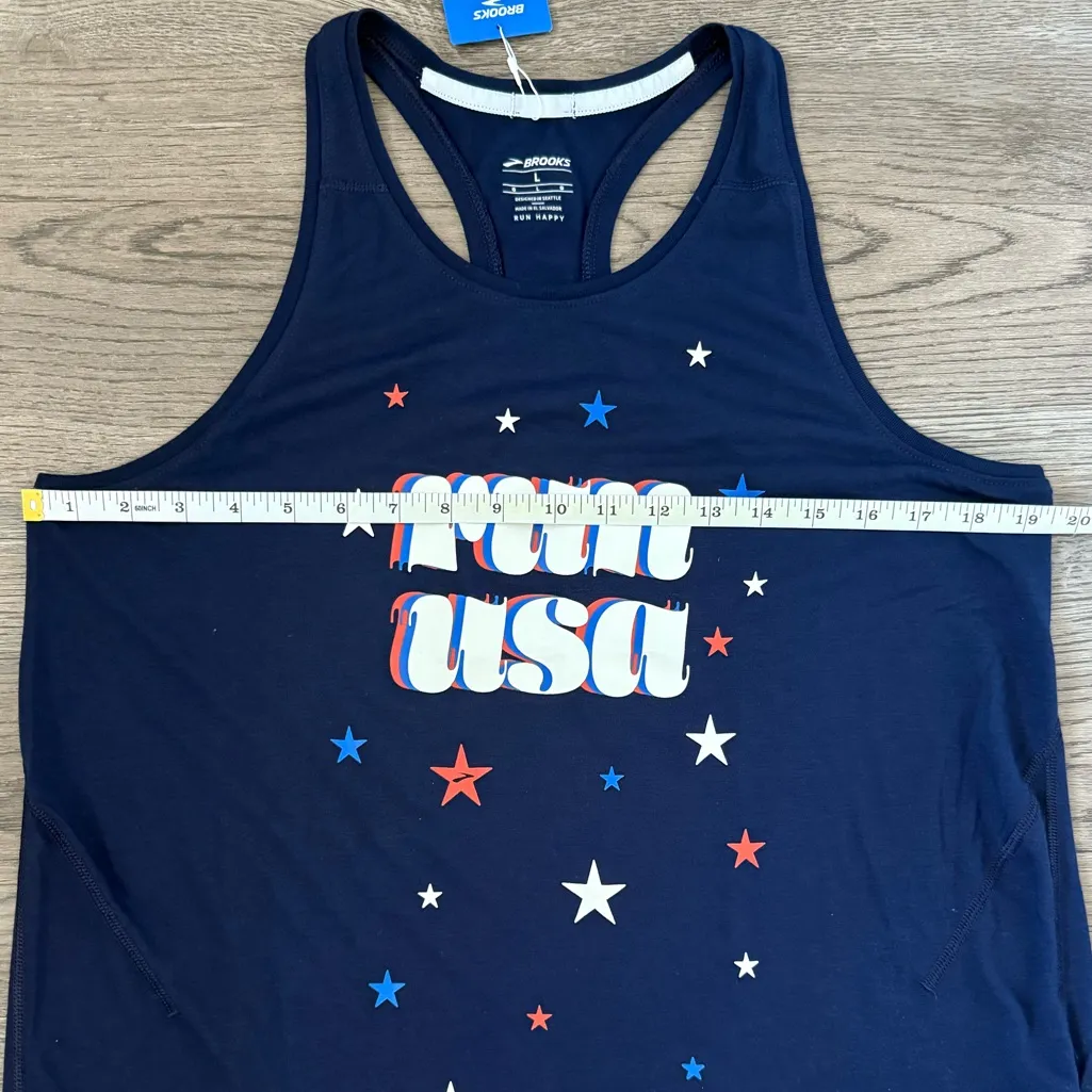 Brooks Women's Run USA Distance Tank 3.0 - Size L‎ - Navy Blue - NWT - Image 7